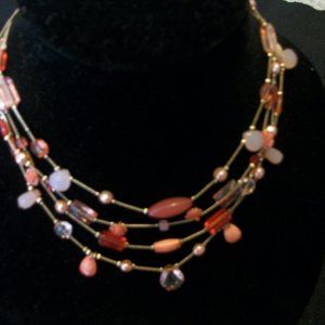 LOVELY SHEER WARM TONES TIERS NECKLACE CHOKER